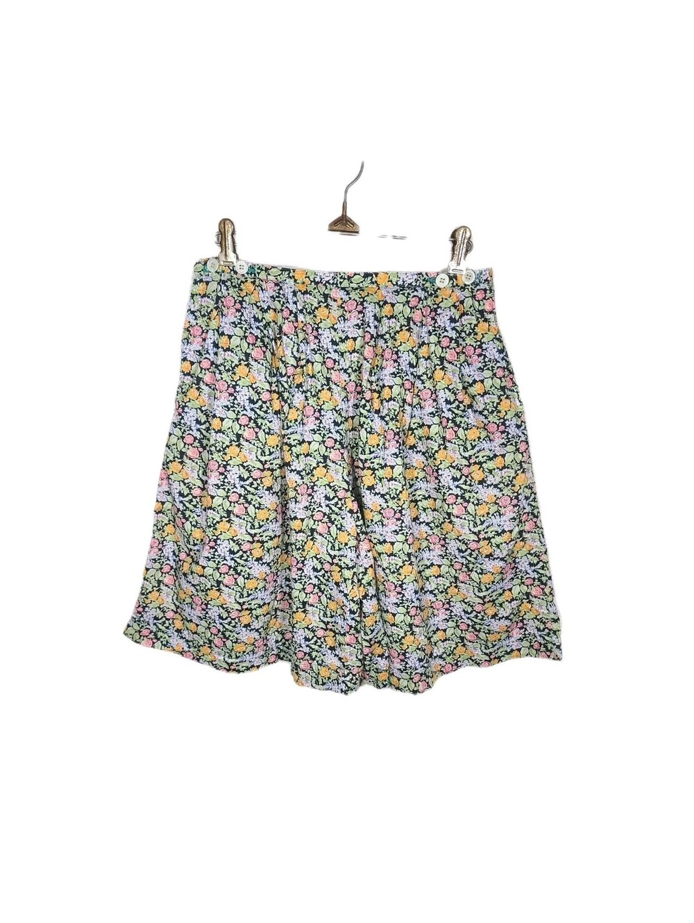 1990s Liberty Of London Shorts JG Hook Cotton Lawn 10 Pleated Button Side Pocket